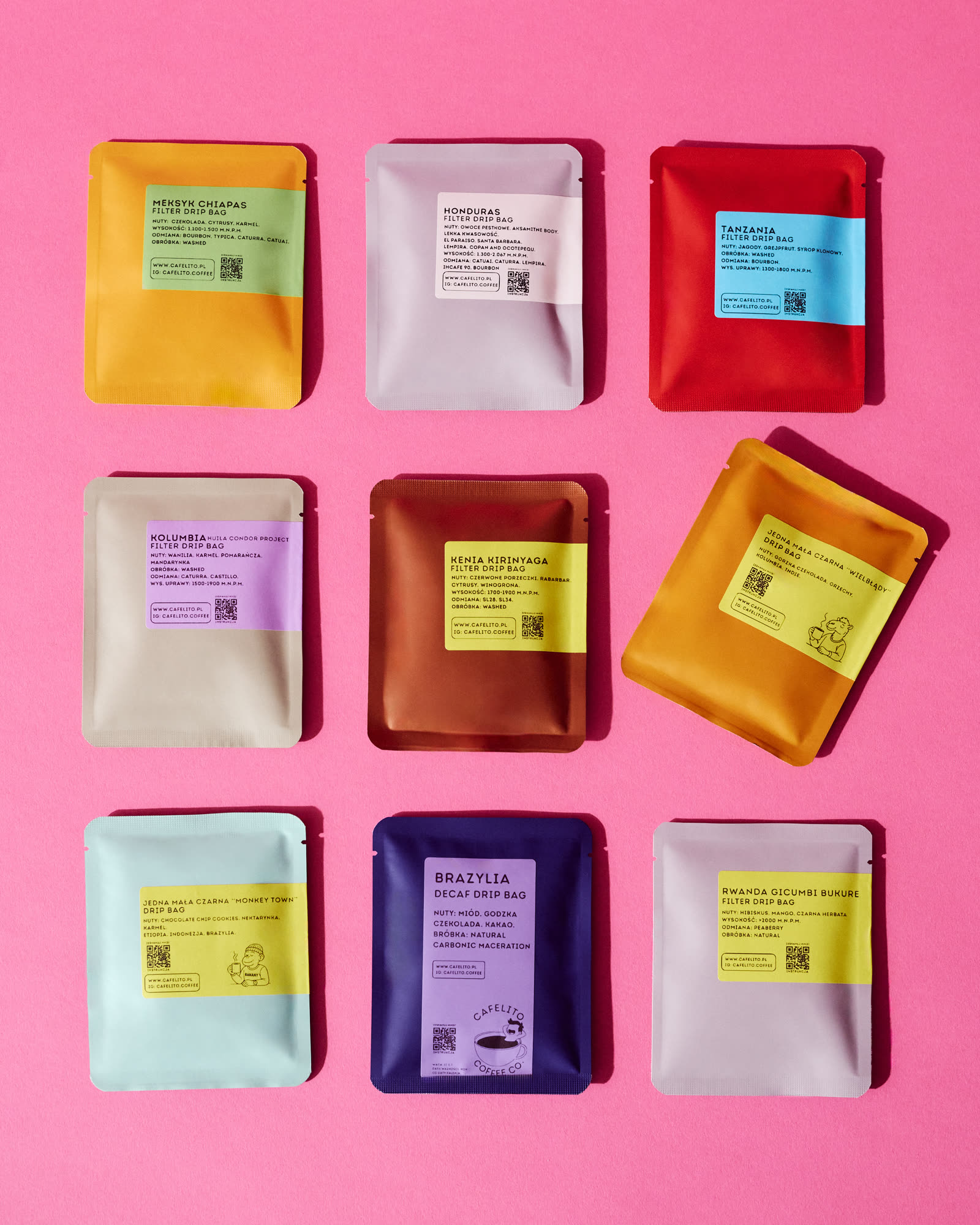 NINE COFFEES, NINE COLOURS